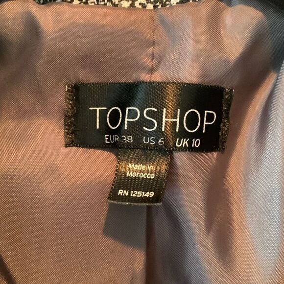 Topshop Black and White Snake-Skin Effect with Cropped Sleeves Size US 6 - Picture 4 of 4